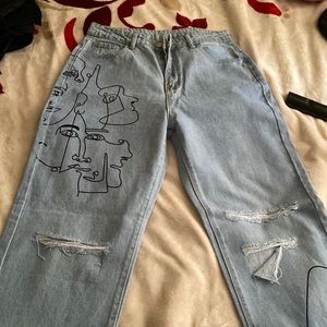 Line of art shein jeans